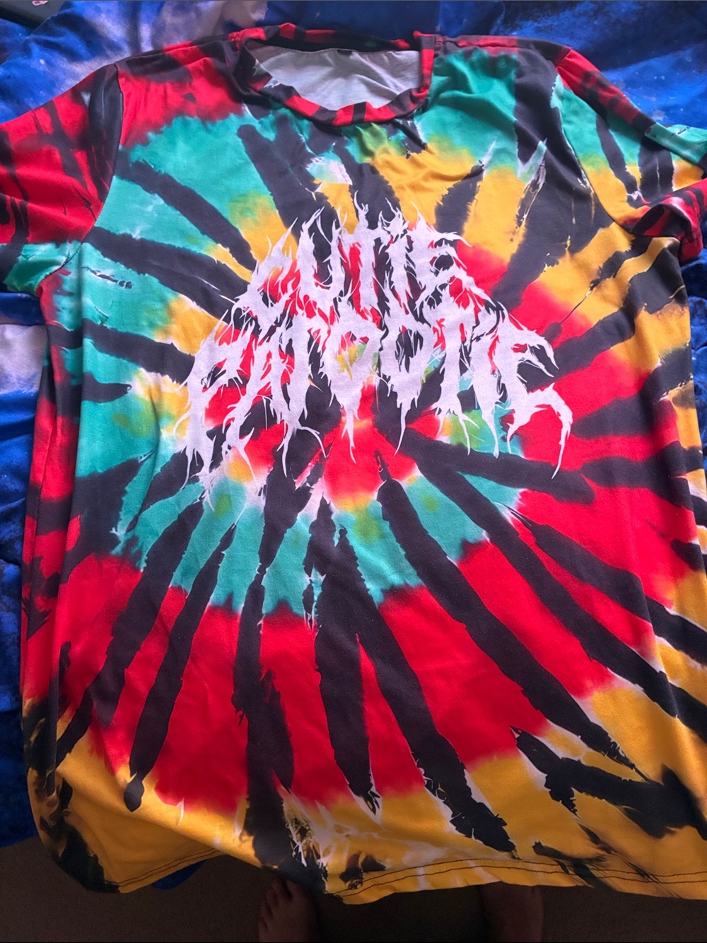 Tie-Dye Womens Short Sleeve Long Tee/Dress -Multicolor